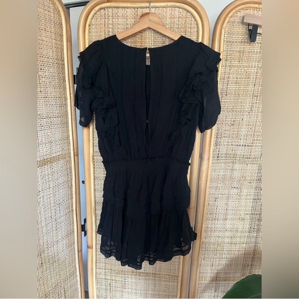 LoveShackFancy Black Ruffle Mini Dress - Picture 12 of 12